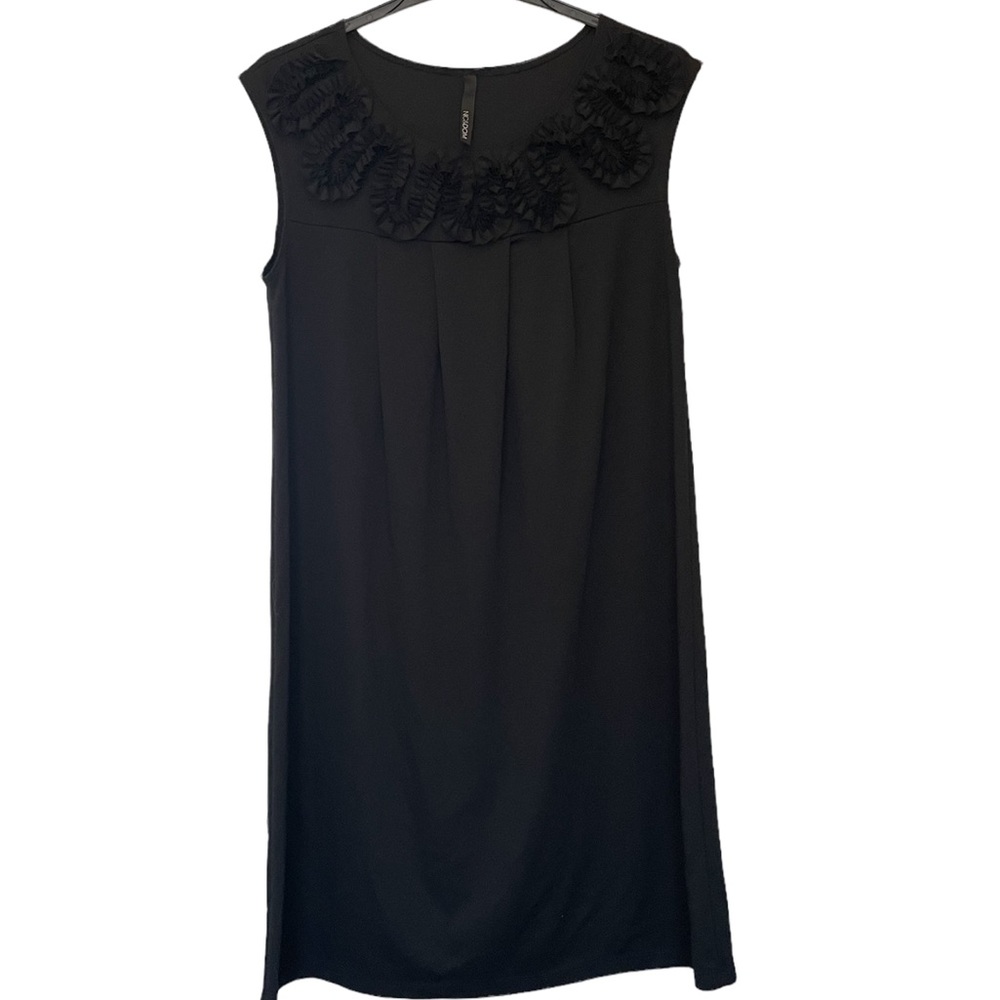 Nic&Dom Black Ruffled Neck Mini Sheath Dress
